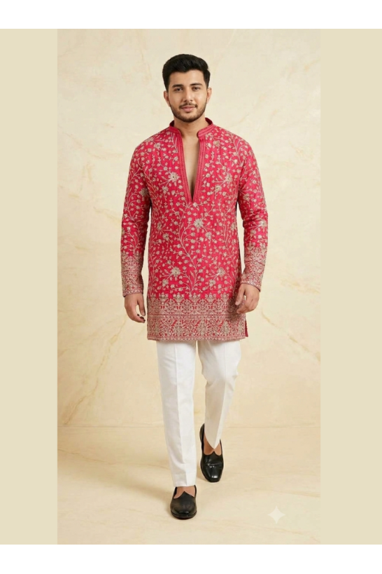 PINK EMBROIDERED KURTA